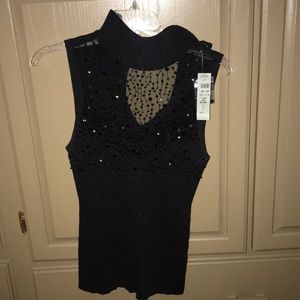 Sleeveless embellished sweater